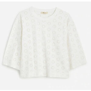 NWT Madewell Embroidered Wide-Sleeve Boxy Tee in XXS in white